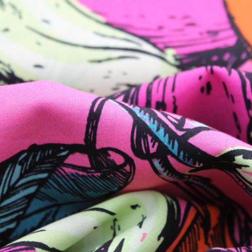 Viskose Rayon mit Baumwolle "Früchte" pink